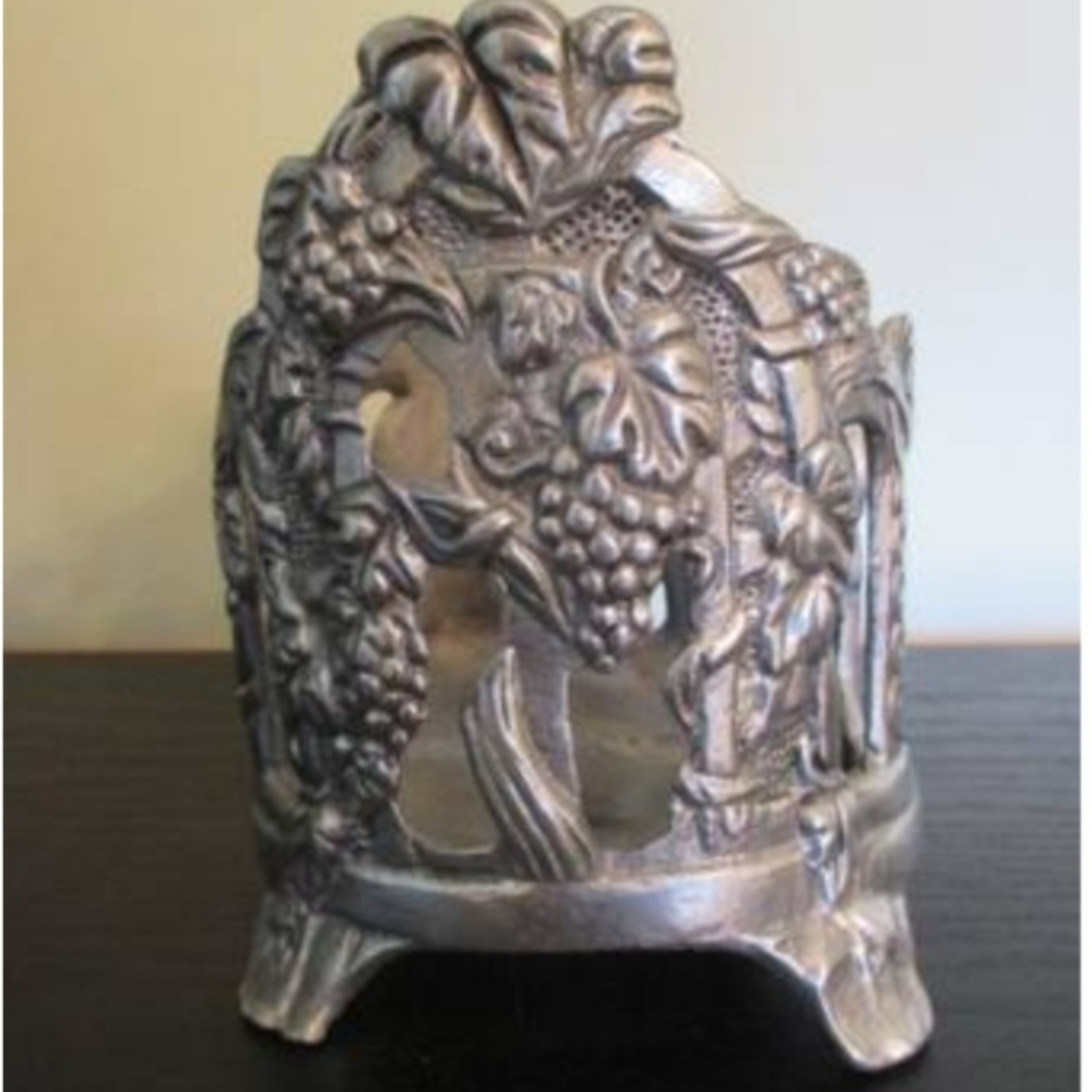 CARSON PEWTER CANDLE JAR HOLDER